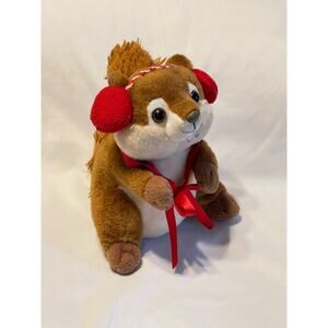 The Frankford Holiday Squirrel Plush with Red Ear Muffs